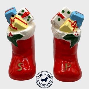 Vintage Red Christmas Stocking Salt and Pepper Shakers